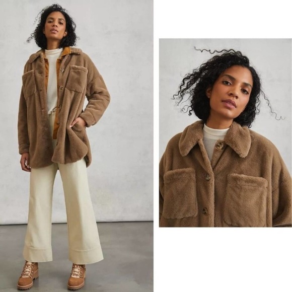 Anthropologie Simone Faux Fur Shirt Jacket XS - Picture 2 of 5